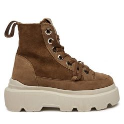 Trzewiki Inuikii. Brązowe botki damskie Inuikii, bez obcasa, na płaskiej podeszwie, bez zapięcia. Za 1,179.00 zł.