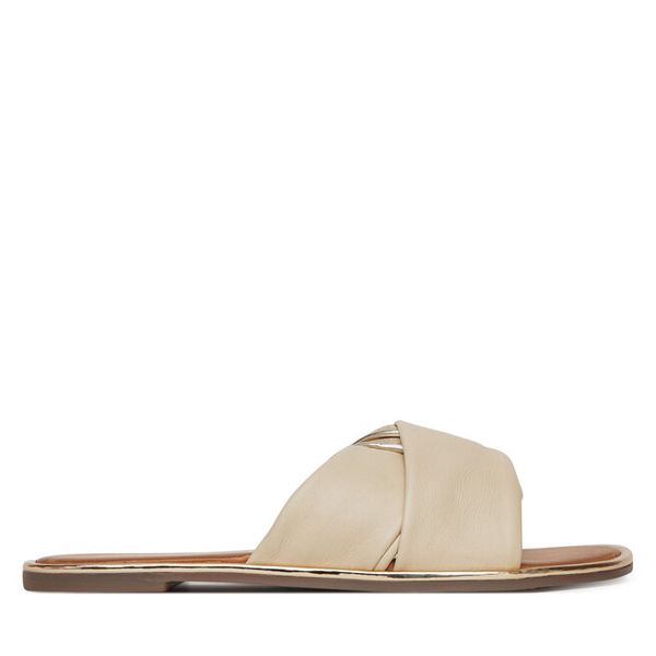 Klapki Gioseppo. Brązowe klapki damskie Gioseppo, bez wzorów, bez obcasa, bez zapięcia. Za 259.99 zł.