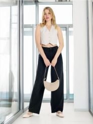 Jeansy wide leg - czarny. Czarne jeansy damskie Sinsay, z podwyższonym stanem. Za 69.99 zł.