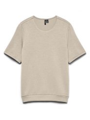 Vero Moda Koszulka w kolorze beżowym rozmiar: XL. Brązowe bluzki damskie Vero Moda, xl, bez wzorów, bez kołnierzyka, bez ramiączek. Za 95.95 zł.