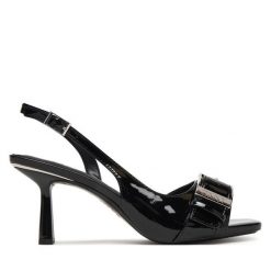 Sandały DKNY. Czarne sandały damskie DKNY, bez wzorów, bez obcasa, na szpilce, bez zapięcia. Za 619.99 zł.