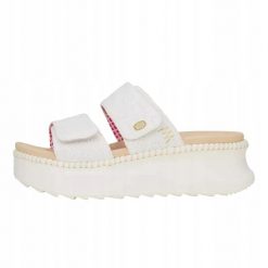 HeyDude Damskie Klapki Delray Slide Eyelet. Białe klapki damskie Hey dude, bez wzorów, z materiału, bez obcasa, bez zapięcia. Za 199.00 zł.