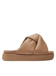 Inuikii Klapki Soft Crossed 70104-140 Beżowy. Brązowe klapki damskie Inuikii, bez wzorów, ze skóry, bez obcasa, bez zapięcia. Za 629.99 zł.