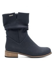 Clara Barson Botki WS14087-02 Granatowy. Niebieskie botki damskie Clara Barson, z materiału, bez obcasa, na płaskiej podeszwie, bez zapięcia. Za 139.99 zł.