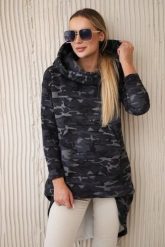 Bluza z długim tyłem moro grafit+czarny. Czarne bluzy damskie KESI, l, bez wzorów, z bawełny, bez kaptura. Za 258.24 zł.