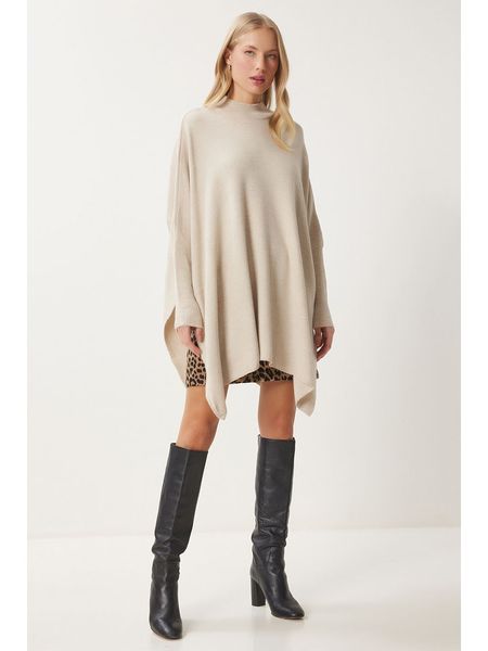 Happiness Istanbul Sweter w kolorze beżowym rozmiar: onesize. Brązowe swetry klasyczne damskie Happiness Istanbul, z wełny, bez kołnierzyka. Za 78.99 zł.