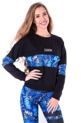 Bluza sportowa na fitness damska 2skin Logo Tropicana Czarna. Czarne bluzy damskie 2SkIN, l, z aplikacjami, z dresówki, bez kaptura. Za 99.00 zł.