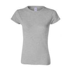 Damska Koszulka Softstyle O Średniej Grubości. Szare bluzki damskie GILDAN, xl, bez wzorów, bez kołnierzyka, bez ramiączek. Za 31.99 zł.