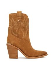 Guess Kowbojki FLTSAL SUE10 Brązowy. Brązowe botki damskie Guess, ze skóry, bez obcasa, na słupku, bez zapięcia. Za 959.99 zł.