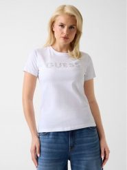 Guess T-Shirt 182375 Biały Classic Fit. Białe t-shirty damskie Guess, m, z aplikacjami, bez kołnierzyka. Za 154.99 zł.