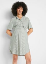 Sukienka ciążowa i do karmienia, z lejącej wiskozy. Białe sukienki damskie bonprix, bez wzorów, z tkaniny, bez ramiączek. Za 139.99 zł.