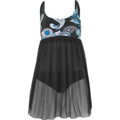 Sukienka kąpielowa. Czarne sukienki damskie bonprix, z aplikacjami, eleganckie, bez ramiączek. Za 149.99 zł.