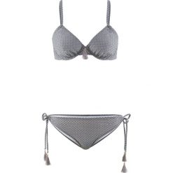 Bikini na fiszbinach (2 części) bonprix czarno-biały. Czarne bikini bonprix. Za 49.99 zł.