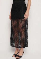 Czarna Rozkloszowana Spódnica z Koronki Zdobiona Rozcięciem Zariska. Czarne spódnice damskie Born2be, na imprezę, m, z aplikacjami, z koronki, eleganckie, midi. Za 69.99 zł.