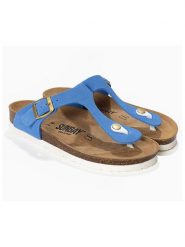 Sunbay Skórzane japonki "Camelia" w kolorze błękitnym rozmiar: 40. Niebieskie klapki damskie Sunbay, bez wzorów, ze skóry, z otwartym noskiem, bez obcasa, bez zapięcia. Za 166.49 zł.