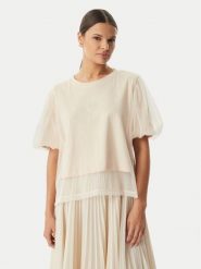 Rinascimento Bluzka CFC0128215003 Beżowy Regular Fit. Brązowe bluzki damskie Rinascimento, m, bez wzorów, z bawełny, bez kołnierzyka, bez ramiączek. Za 359.99 zł.