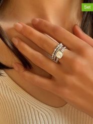 Les Petites Précieuses Srebrne pierścionki (3 szt.) z kamieniami szlachetnymi rozmiar: 58. Szare pierścionki damskie Les Petites Précieuses, z cyrkonią, srebrne. Za 321.97 zł.