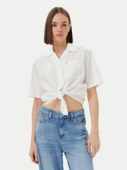 Tommy Jeans Koszula DW0DW20286 Écru Regular Fit. Koszule damskie Tommy Jeans, m, bez wzorów, z bawełny, bez kołnierzyka, bez ramiączek. Za 209.99 zł.
