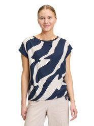 BETTY & CO Koszulka w kolorze granatowo-białym rozmiar: XXL. Niebieskie bluzki damskie Betty & Co, xxl, bez wzorów, bez kołnierzyka, bez ramiączek. Za 69.99 zł.