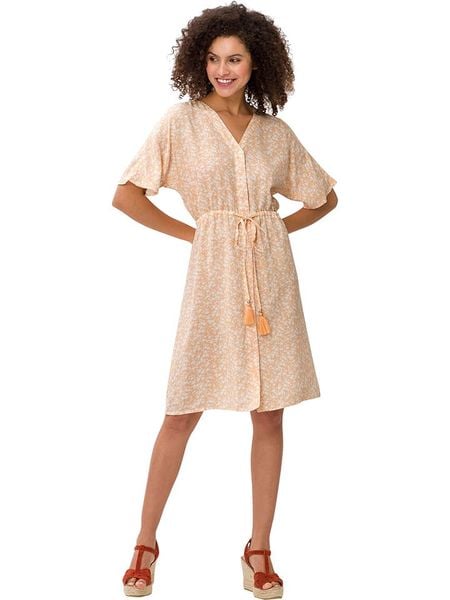 Heine Sukienka w kolorze beżowym rozmiar: 38. Brązowe sukienki damskie Heine, bez wzorów, z wiskozy, bez ramiączek. Za 37.12 zł.