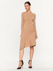 Pinko Sukienka koktajlowa Babar 102488 A1BQ Beżowy Slim Fit. Brązowe sukienki damskie Pinko, bez wzorów, z wiskozy, wizytowe, bez ramiączek. Za 909.99 zł.