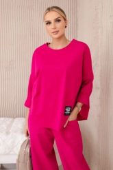 Komplet new punto bluza + spodnie fuksja. Czerwone bluzy damskie KESI, l, bez wzorów, z bawełny, bez kaptura. Za 347.13 zł.
