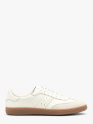 Kremowe damskie półbuty sznurowane MARCELLA. Białe obuwie sportowe casual damskie RKO, z materiału. Za 449.99 zł.