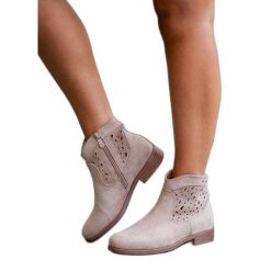 Ażurowe Botki Damskie Na Płaskim Obcasie S.Barski HY51-113 Beżowe beżowy. Brązowe botki damskie eleganckie, bez obcasa, na płaskiej podeszwie, bez zapięcia. Za 231.08 zł.