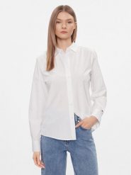 Tommy Hilfiger Koszula Essential WW0WW40543 Biały Regular Fit. Białe koszule damskie Tommy Hilfiger, bez wzorów, z bawełny, biznesowe, bez kołnierzyka, bez ramiączek. Za 279.99 zł.