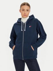 Tommy Jeans Bluza Tjw Rlx Badge Zipthru DW0DW19932 Granatowy Regular Fit. Niebieskie bluzy damskie Tommy Jeans, xxs, bez wzorów, z bawełny, bez kaptura. Za 299.99 zł.