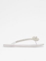 Aldo Japonki w kolorze srebrno-białym rozmiar: 38,5. Białe klapki damskie ALDO, bez wzorów, z otwartym noskiem, bez obcasa, bez zapięcia. Za 104.99 zł.