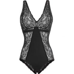 Body bez fiszbinów z delikatną koronką. Czarne body i gorsety bonprix, bez wzorów, z koronki. Za 127.99 zł.