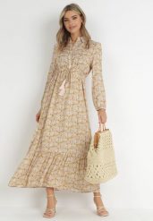 Żółta Sukienka Basinna. Żółte sukienki damskie Born2be, bez wzorów, eleganckie, bez ramiączek. Za 119.99 zł.