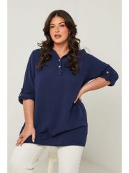Curvy Lady Tunika w kolorze granatowym rozmiar: 40/42. Niebieskie tuniki damskie Curvy Lady, bez wzorów, klasyczne, bez kołnierzyka, bez ramiączek. Za 144.95 zł.