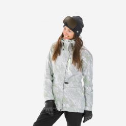 Kurtka snowboardowa damska Dreamscape SNB 100. Białe kurtki damskie DREAMSCAPE, na zimę, m, bez wzorów, z materiału, bez kaptura. Za 299.99 zł.