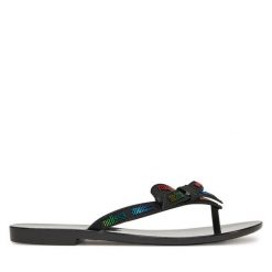 Japonki Melissa. Czarne klapki damskie Melissa, bez wzorów, bez obcasa, bez zapięcia. Za 199.99 zł.