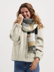 TRAVELIN' Szal w kolorze czarno-beżowo-kremowym rozmiar: onesize. Brązowe szaliki damskie Travelin', bez wzorów, ze skóry. Za 173.99 zł.