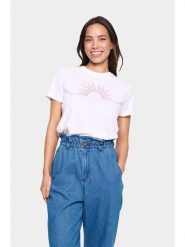 SAINT TROPEZ Koszulka w kolorze białym rozmiar: S. Białe bluzki damskie Saint Tropez, s, bez wzorów, z bawełny, bez kołnierzyka, bez ramiączek. Za 56.99 zł.