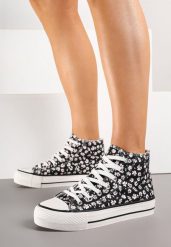 Czarne Casualowe Trampki za Kostkę w Kwiatowy Wzór Follarita. Czarne trampki damskie Born2be, bez wzorów, z jeansu, za kostkę, bez zapięcia. Za 44.99 zł.