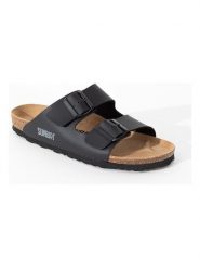 Sunbay Klapki "Trefle" w kolorze czarnym rozmiar: 36. Czarne klapki damskie Sunbay, bez wzorów, z otwartym noskiem, bez obcasa, bez zapięcia. Za 69.42 zł.