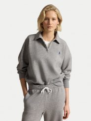 Polo Ralph Lauren Bluza 211B18685004 Szary Regular Fit. Szare bluzy damskie Polo Ralph Lauren, l, bez wzorów, z bawełny, bez kaptura. Za 859.99 zł.