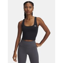 Koszulka treningowa damska Under Armour Motion Tank. Czarne koszulki damskie Under Armour, s, bez wzorów, bez kołnierzyka, bez ramiączek. Za 140.45 zł.