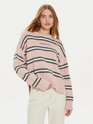 Guess Jeans Sweter W4BR09 Z3HM1 Różowy Regular Fit. Czerwone swetry klasyczne damskie Guess Jeans, xl, z bawełny, bez kołnierzyka. Za 199.99 zł.