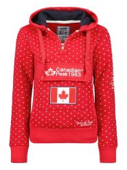 Canadian Peak Bluza "Gyrelle" w kolorze czerwonym rozmiar: L. Czerwone bluzy damskie Canadian Peak, l, z aplikacjami, z bawełny, z kapturem. Za 105.38 zł.