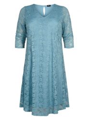 Zizzi Sukienka koktajlowa E02610A Niebieski Feminine Fit. Niebieskie sukienki damskie Zizzi, bez wzorów, z syntetyku, wizytowe, bez ramiączek. Za 379.99 zł.