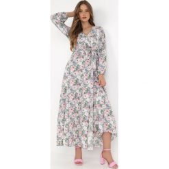 Jasnoniebieska Sukienka Partharpia. Niebieskie sukienki damskie Born2be, z aplikacjami, z materiału, bez ramiączek. Za 179.99 zł.
