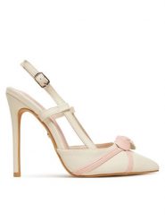 DeeZee Szpilki HT92831-166 Écru. Sandały damskie DeeZee, bez wzorów, ze skóry, bez obcasa, na szpilce, bez zapięcia. Za 139.99 zł.