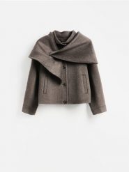 Kurtka z wełną - brązowy. Brązowe kurtki damskie Reserved, l, bez wzorów, z tkaniny, bez kaptura. Za 399.99 zł.