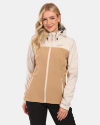 Damska kurtka softshell Kilpi RAVIA-W. Brązowe kurtki sportowe damskie Kilpi, na jesień, bez wzorów, z materiału, z kapturem. Za 370.41 zł.