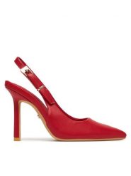 DeeZee Szpilki 6-705-8 Czerwony. Czerwone szpilki damskie DeeZee, bez wzorów, ze skóry, bez obcasa, na szpilce, bez zapięcia. Za 139.99 zł.